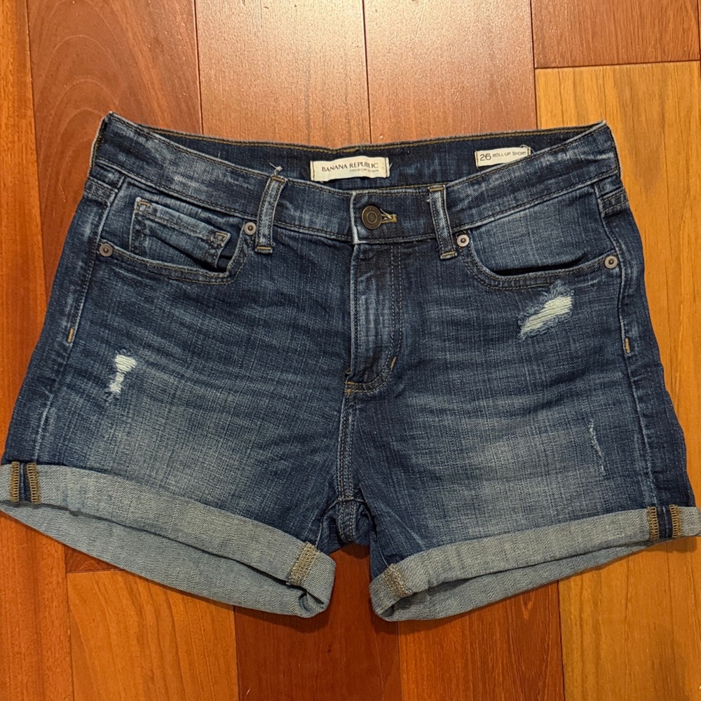 Banana Republic Dark Blue Jean Roll-up Shorts - Size 26